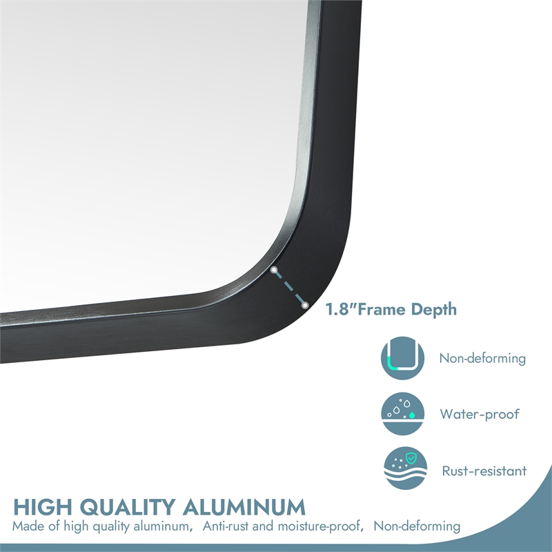 Mutriku 24 in.W x 45 in.H Aluminum Framed Bath Mirror in Brushed Black
