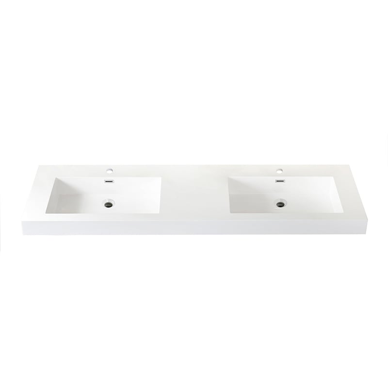 Ablitas 71.7 in. Rectangular White Composite Granite Stone Console Bathroom Sink