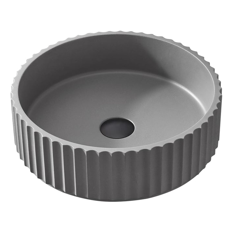 Lagos Circular Concrete Vessel Bathroom Sink in Gray