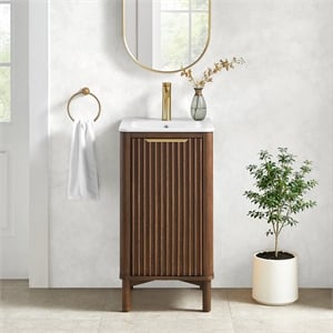 Mumbai 18&quot Single Bath Vanity in Aged Dark Brown with White Ceramic Basin Top
