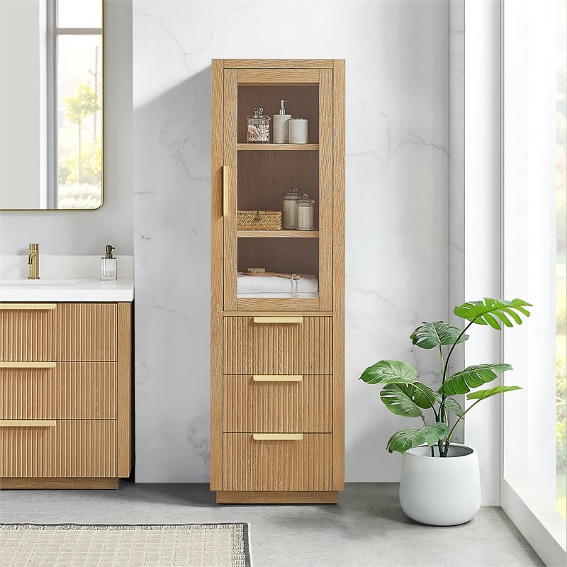Santarem 21.7in. Solid Wood Storage Cabinet in Washed Ash Grey