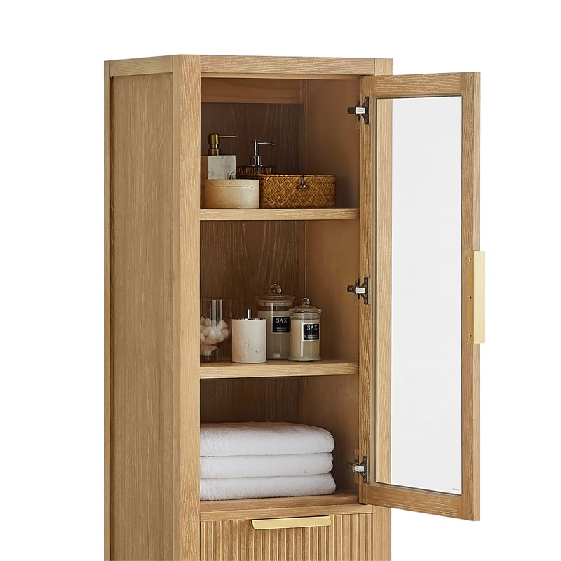Santarem 21.7in. Solid Wood Storage Cabinet in Washed Ash Grey