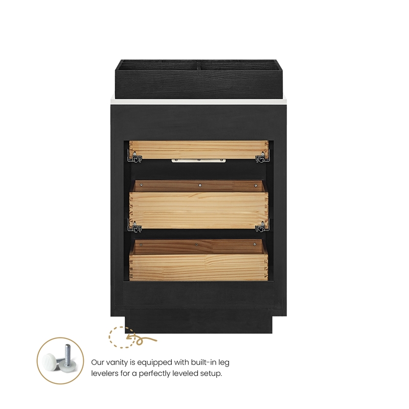 Santarem 24in. Oak Weathered Black Solid Wood Storage Cabinet