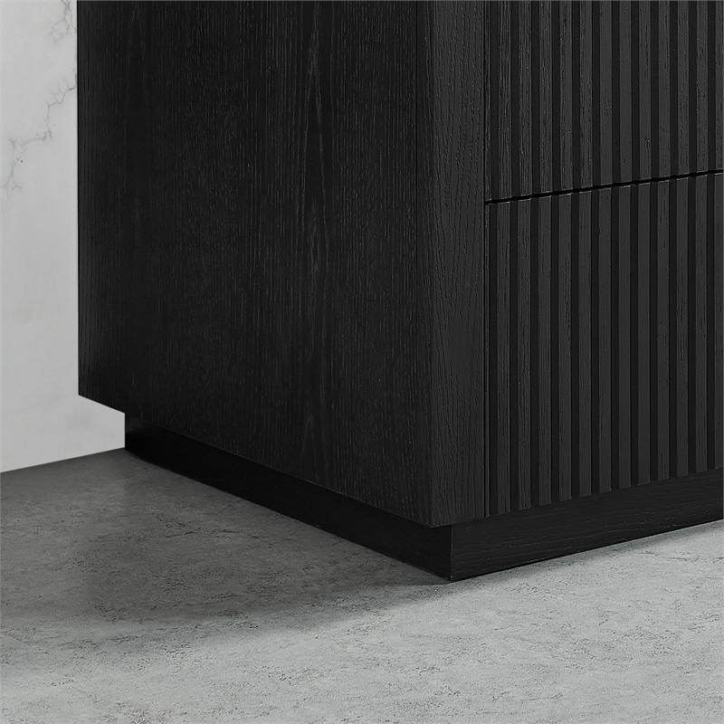 Santarem 24in. Oak Weathered Black Solid Wood Storage Cabinet