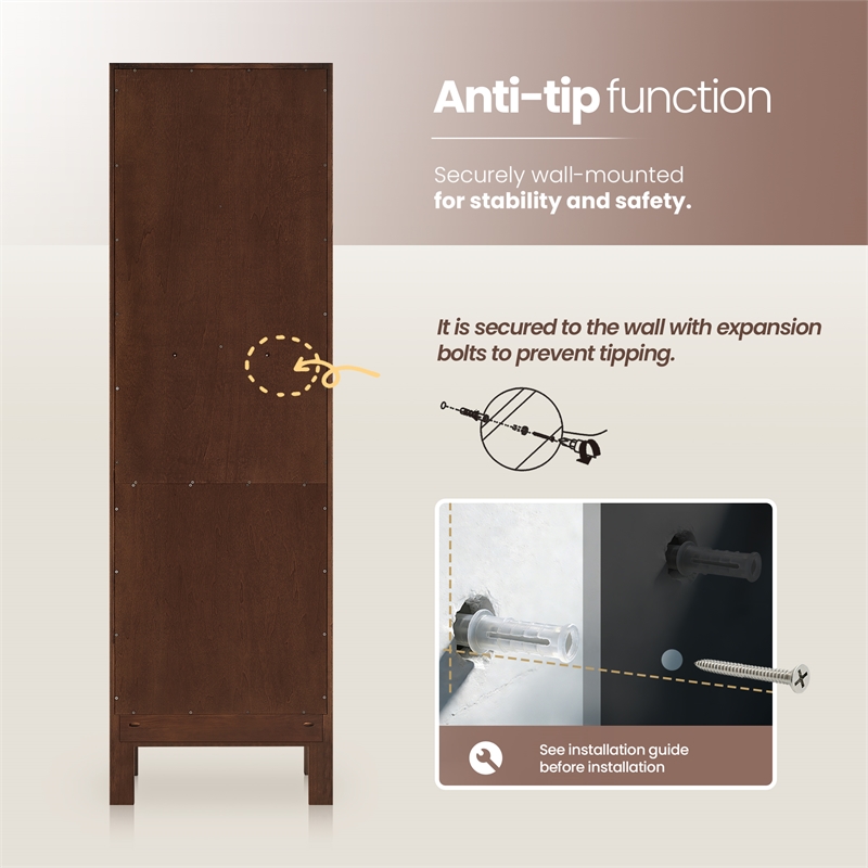Shenzhen 21.7in. Solid Wood Storage Cabinet in Aged Dark Brown Oak