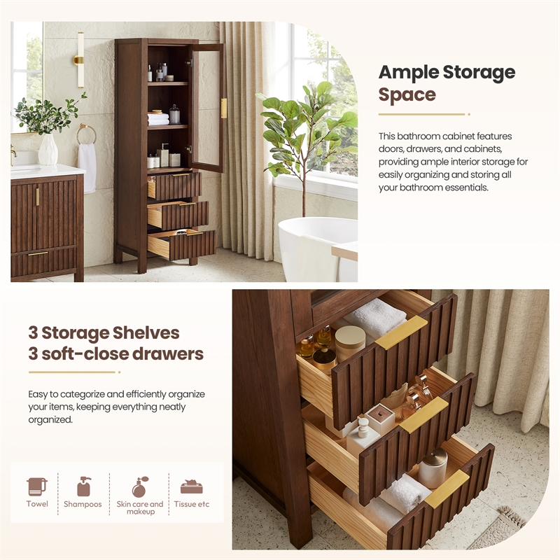 Shenzhen 21.7in. Solid Wood Storage Cabinet in Aged Dark Brown Oak