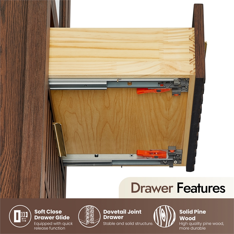 Shenzhen 21.7in. Solid Wood Storage Cabinet in Aged Dark Brown Oak