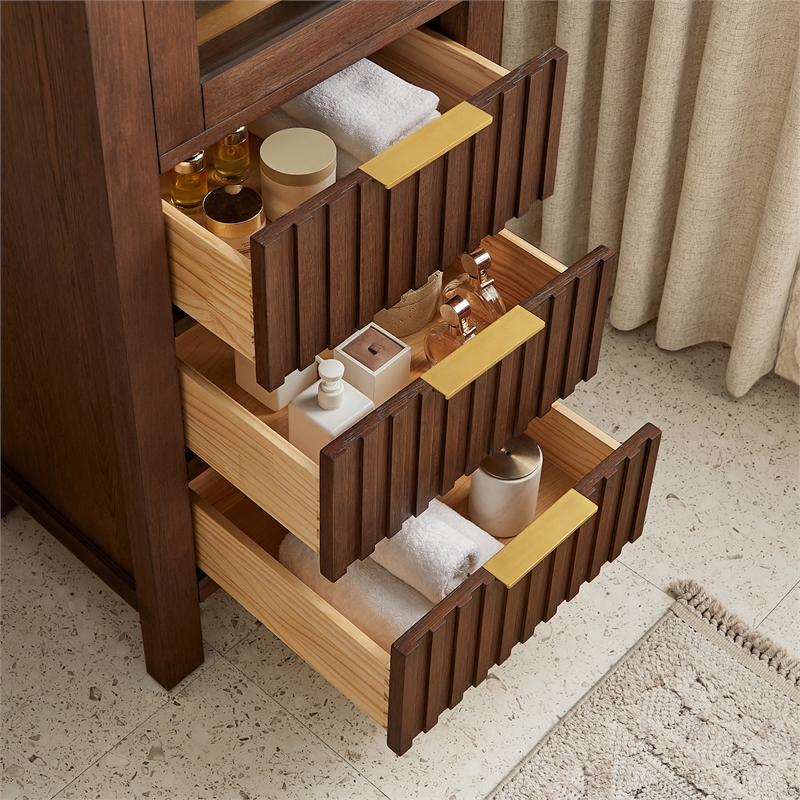 Shenzhen 21.7in. Solid Wood Storage Cabinet in Aged Dark Brown Oak