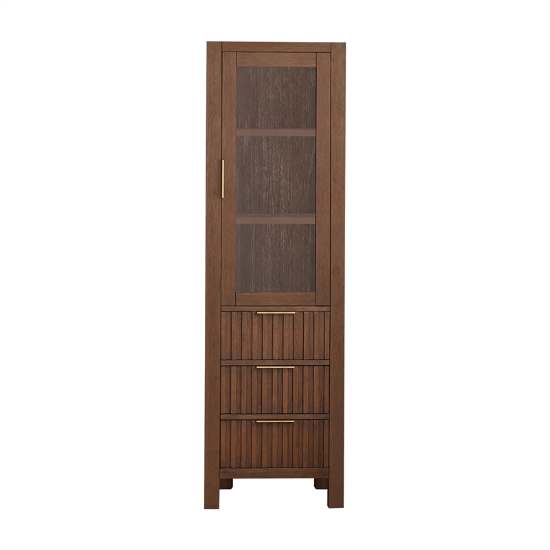 Shenzhen 21.7in. Solid Wood Storage Cabinet in Aged Dark Brown Oak