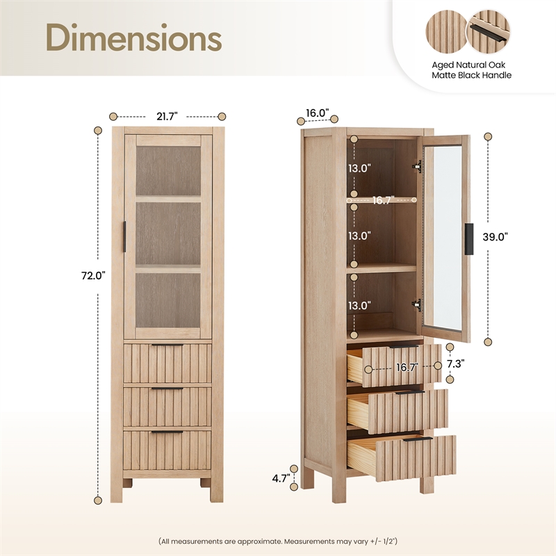Shenzhen 21.7in. Solid Wood Storage Cabinet in Aged Natural Oak