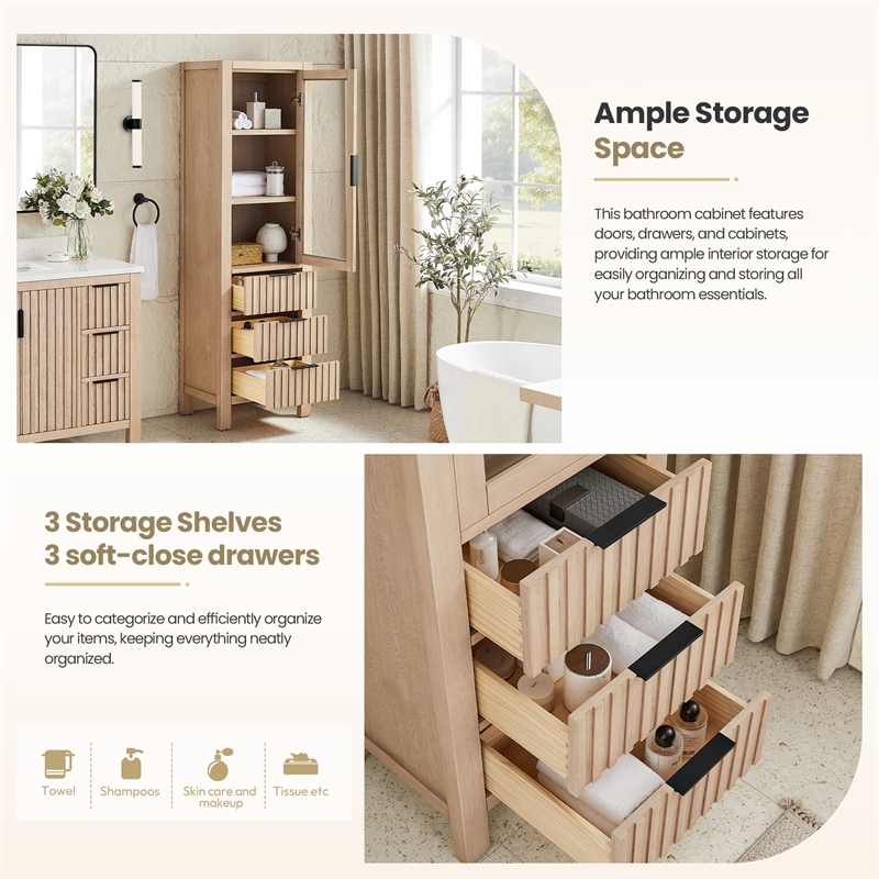 Shenzhen 21.7in. Solid Wood Storage Cabinet in Aged Natural Oak