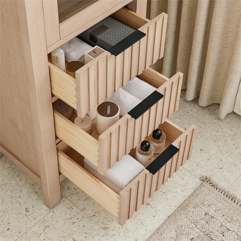 Shenzhen 21.7in. Solid Wood Storage Cabinet in Aged Natural Oak