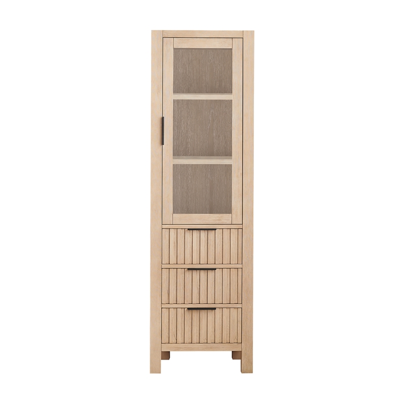 Shenzhen 21.7in. Solid Wood Storage Cabinet in Aged Natural Oak