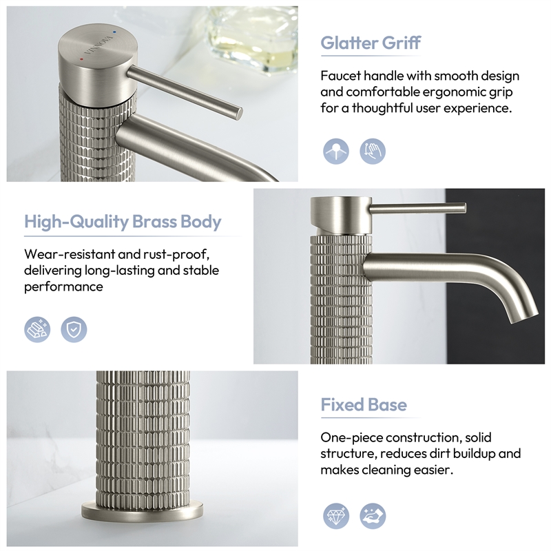 Mendavia Single Handle Basin Bathroom Faucet in Brushed Nickel