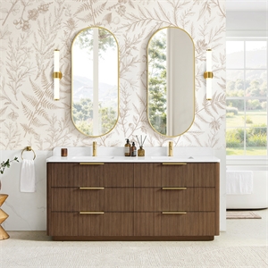 Zanica 72&quot Double Sink Bath Vanity in Oak Light Walnut with White Stone Top