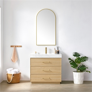 Turin 36&quot Single Sink Bath Vanity in Dark Oak with White Composite Stone Top