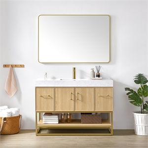 Vittoria 48&quot Single Sink Bath Vanity in Dark Oak with White Composite Stone Top