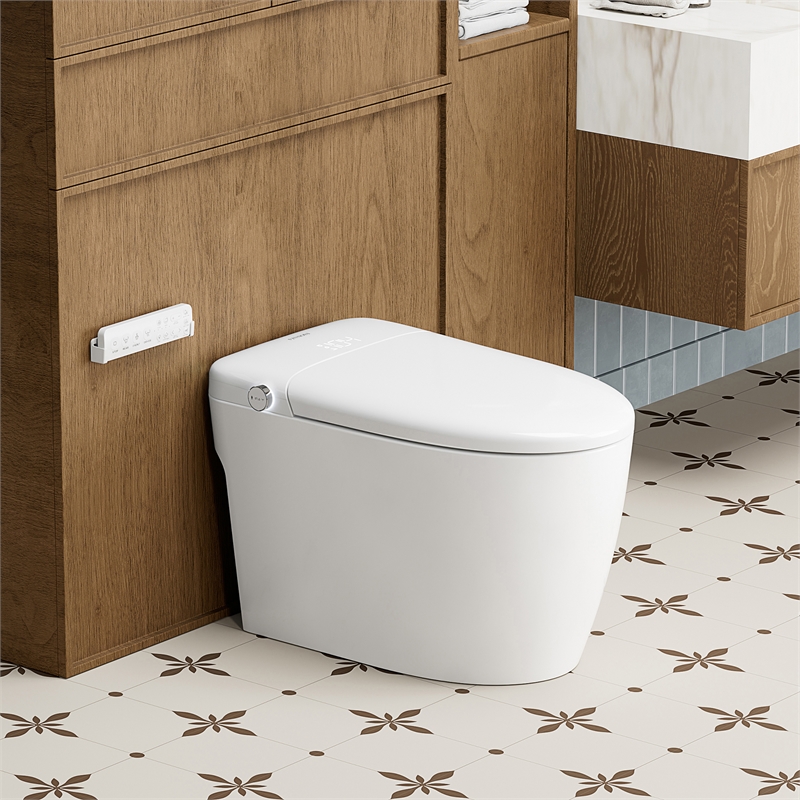 Madrid Smart Bidet Toilet in White with Blackout Flush/Off-Seat Auto Flush