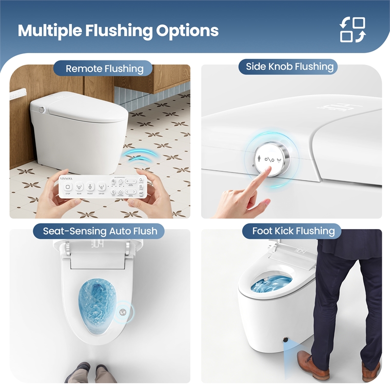 Madrid Smart Bidet Toilet in White with Blackout Flush/Off-Seat Auto Flush