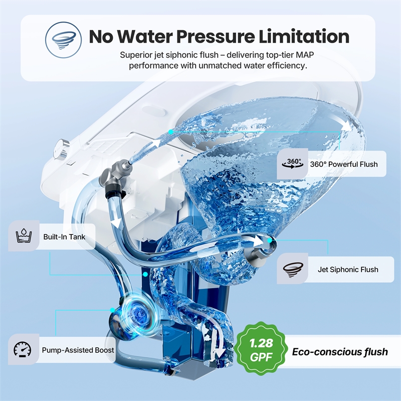 Madrid Smart Bidet Toilet in White with Blackout Flush/Off-Seat Auto Flush