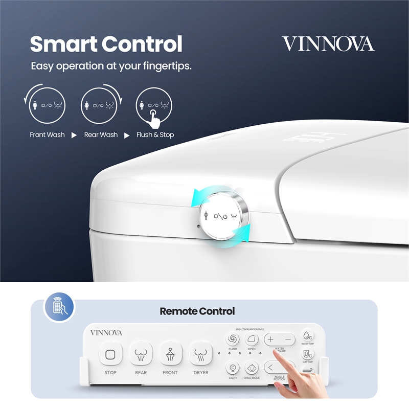 Madrid Smart Bidet Toilet in White with Blackout Flush/Off-Seat Auto Flush