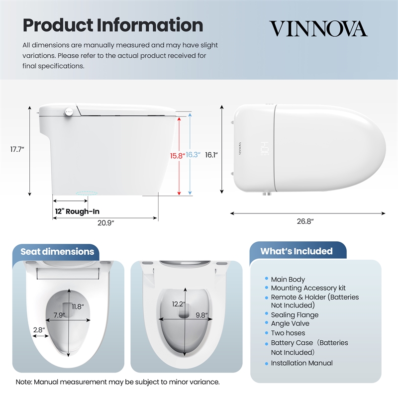 Madrid Smart Bidet Toilet in White with Blackout Flush/Off-Seat Auto Flush