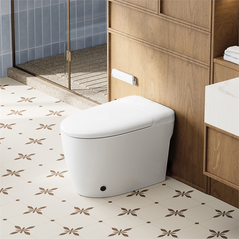 Madrid Smart Bidet Toilet in White with Blackout Flush/Off-Seat Auto Flush