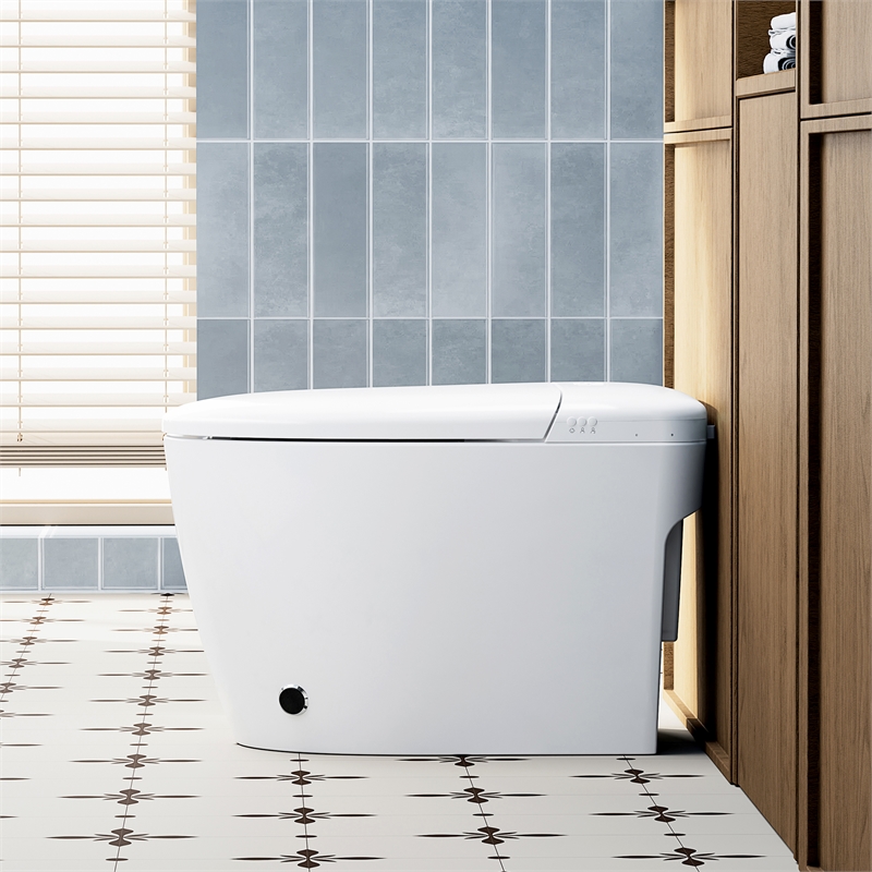 Madrid Smart Bidet Toilet in White with Blackout Flush/Off-Seat Auto Flush