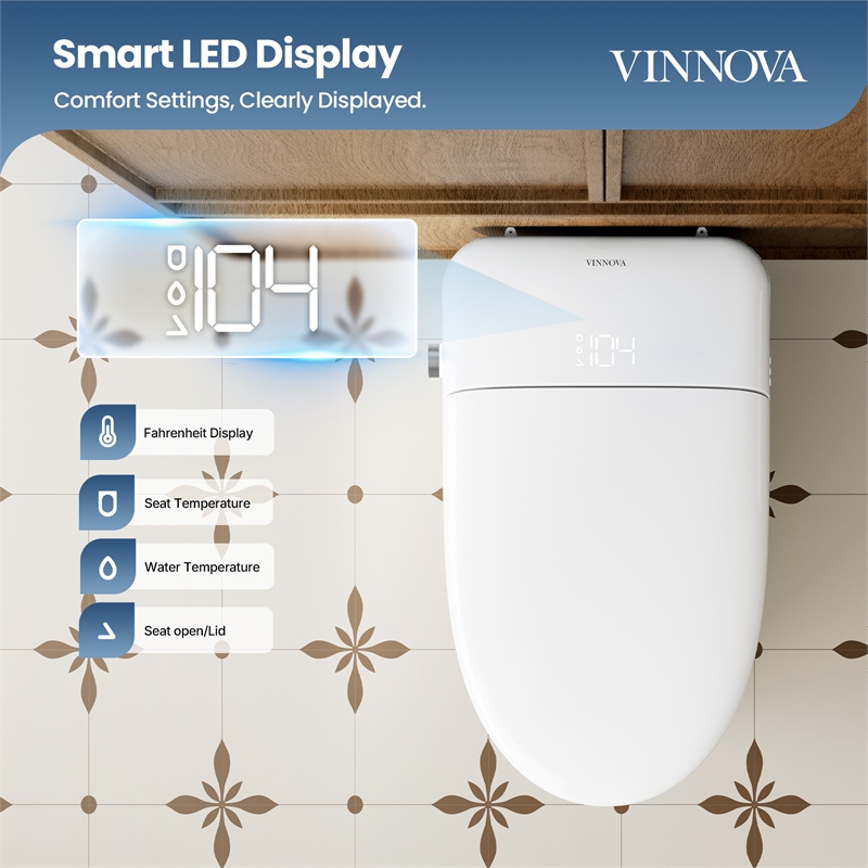Madrid Smart Bidet Toilet in White with Blackout Flush/Off-Seat Auto Flush