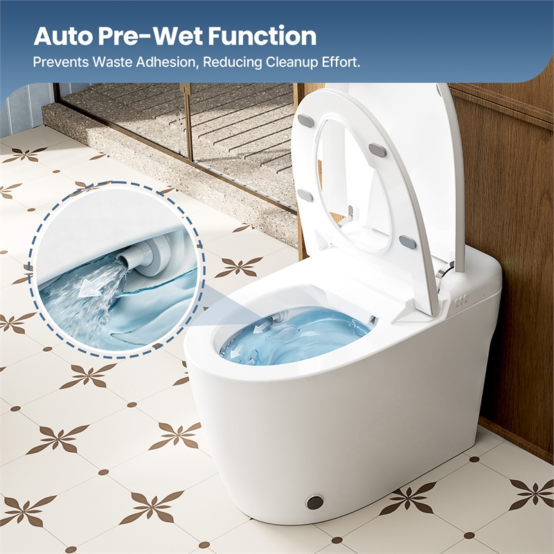 Madrid Smart Bidet Toilet in White with Blackout Flush/Off-Seat Auto Flush