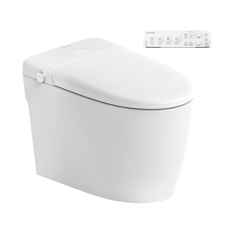 Madrid Smart Bidet Toilet in White with Blackout Flush/Off-Seat Auto Flush