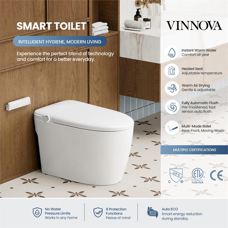 Madrid Smart Bidet Toilet with Auto Open & Close Lid/ Foot Sensor Operation
