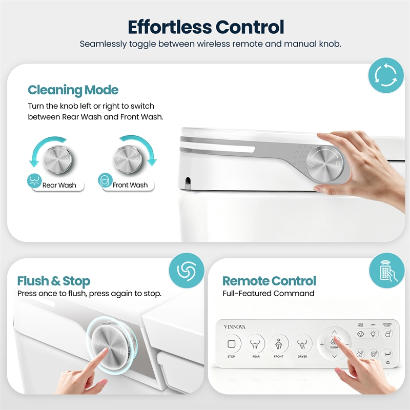 Yecla Smart Bidet Toilet with Heated Seat/ Dryer & Foot/Remote Flush