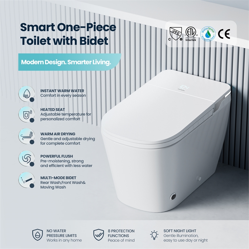 Yecla Smart Bidet Toilet with Heated Seat/ Dryer & Foot/Remote Flush