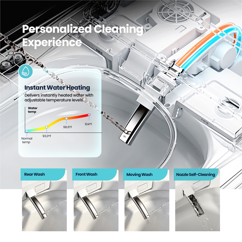 Yecla Smart Bidet Toilet with Heated Seat/ Dryer & Foot/Remote Flush