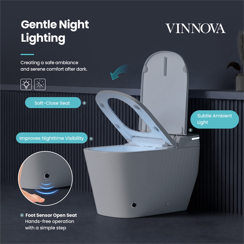 Yecla Smart Bidet Toilet with Auto Open&Close/Foot/Men's flush recognition