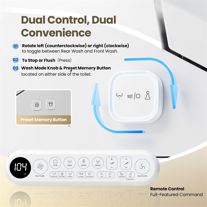 Vittuone Elongated Smart Bidet Toilet with Uv Sterilization/Aroma Diffuser