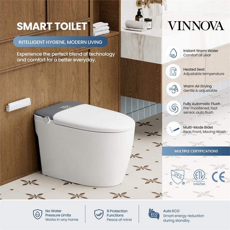 Madrid Smart Bidet Toilet with Auto Open & Close Lid/ Foot Sensor Operation