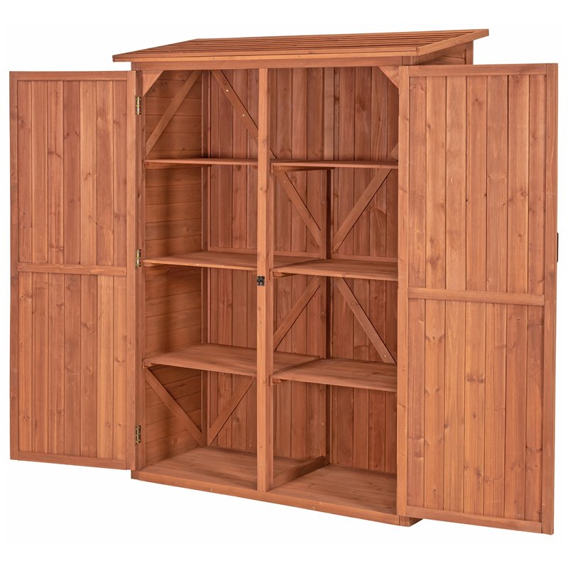 Leisure Season Multi Compartment Wood Storage Cabinet in Medium Brown