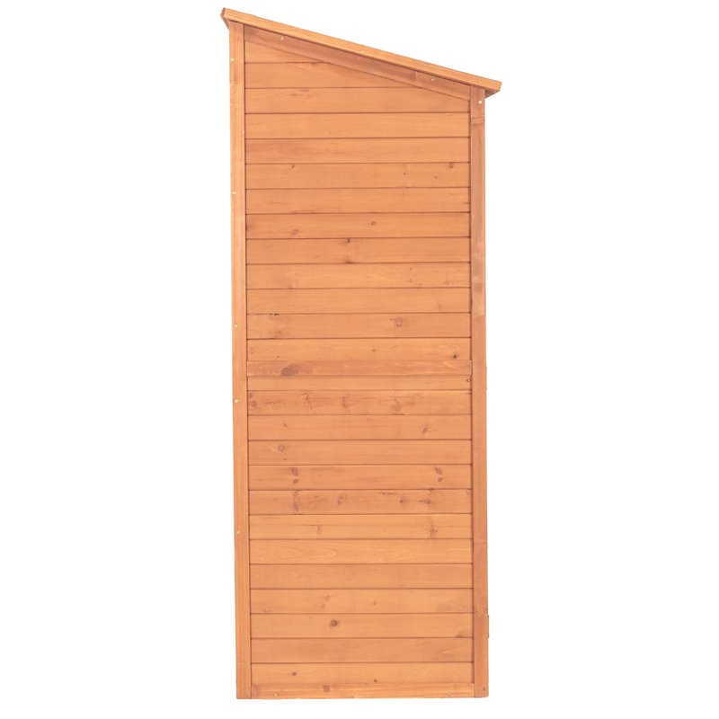 Leisure Season Wood Storage Shed with Pull Out Crates in Medium Brown