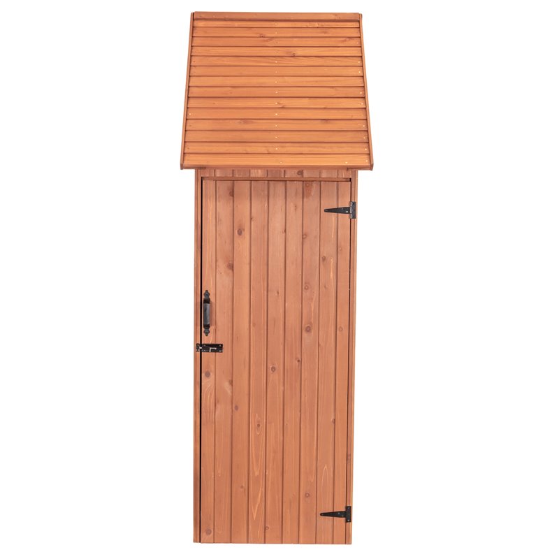 Leisure Season Multi Compartment Wood Shed with Drop Table in Medium Brown