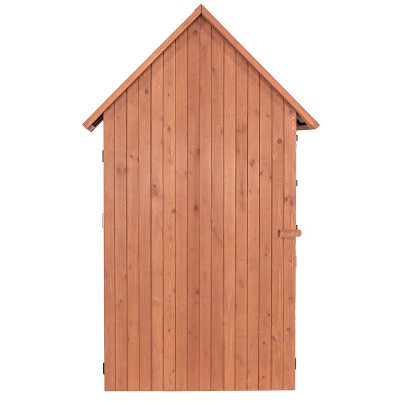 Leisure Season Multi Compartment Wood Shed with Drop Table in Medium Brown