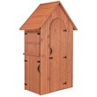 Leisure Season Multi Compartment Wood Shed with Drop Table in Medium Brown