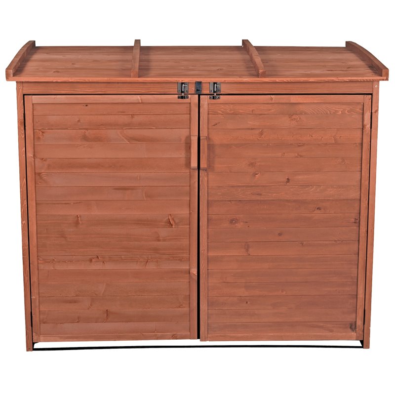 Leisure Season Large Horizontal Wood Refuse Storage Shed in Medium Brown