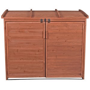 Leisure Season Large Horizontal Wood Refuse Storage Shed in Medium Brown