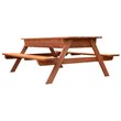 Leisure Season Wood Picnic Table With Storage Compartment in Medium Brown