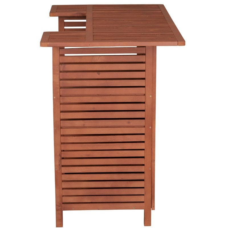 Leisure Season Wood Outdoor Bar With Storage in Medium Brown