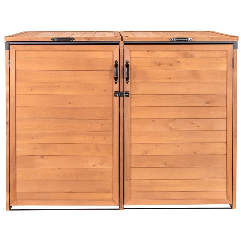 Leisure Season Medium Horizontal Wood Trash and Recycling Storage Shed in Brown