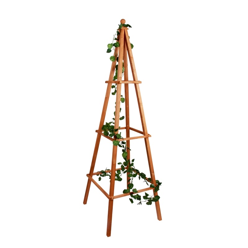Leisure Season Medium Brown Cedar Large Obelisk Trellis