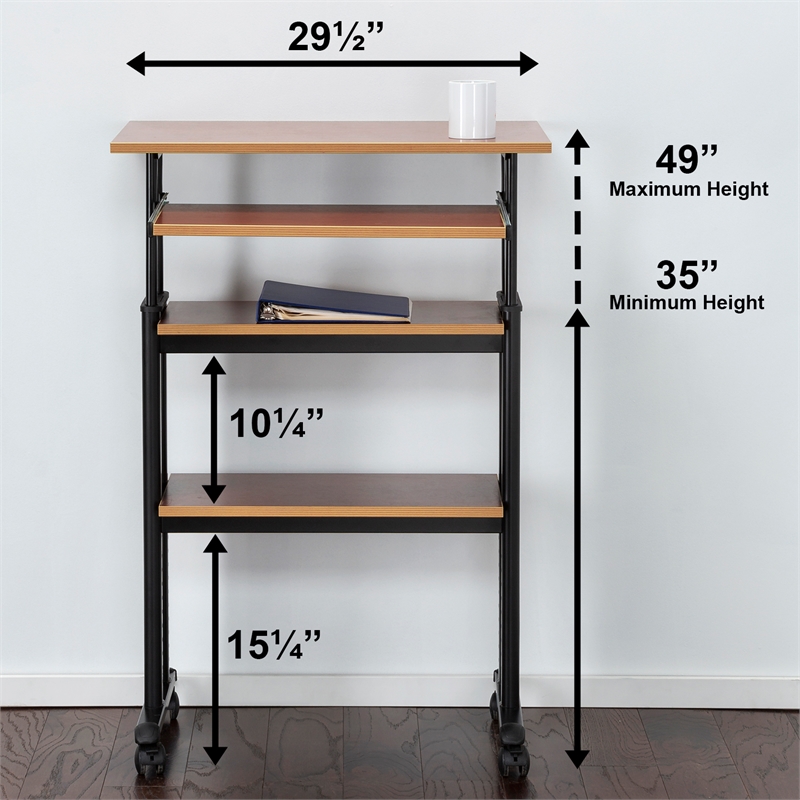Safco MUV Stand-Up Adjustable Height Computer Workstation in Cherry